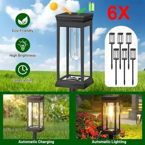 6 Pack Solar Garden Lights Warm LED Outdoor Pathway Waterproof Landscape Lamp US 6 Pack Solar Garden Lights Warm LED Outdoor Pathway Waterproof Landscape Lamp US