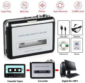 Cassette Player Portable Converter Recorder Convert Tapes to Digital MP3 Format Cassette Player Portable Converter Recorder Convert Tapes to Digital MP3 Format