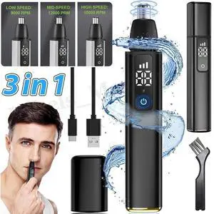 Men Ear and Nose Hair Trimmer with LED Display Beard Shaver USB Rechargeable US Men Ear and Nose Hair Trimmer with LED Display Beard Shaver USB Rechargeable US