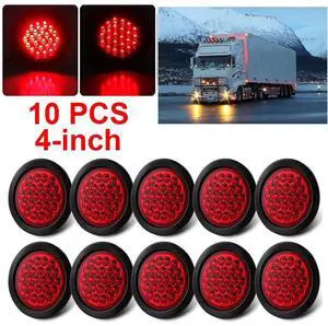 10PCS Red 4" inch Round 24-LED Truck Trailer Stop Turn Tail Light Brake Lights 10PCS Red 4" inch Round 24-LED Truck Trailer Stop Turn Tail Light Brake Lights