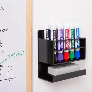 2-Tier Black Acrylic 10-Slot Dry Erase Whiteboard Marker and Eraser Wall-Mounted 2-Tier Black Acrylic 10-Slot Dry Erase Whiteboard Marker and Eraser Wall-Mounted
