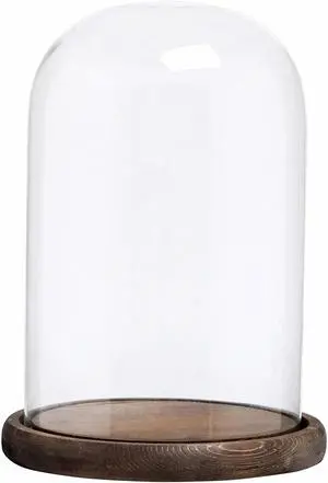 10 X 7 Inches Clear Glass Cloche Bell Jar Display Case with Rustic Wood Base 10 X 7 Inches Clear Glass Cloche Bell Jar Display Case with Rustic Wood Base