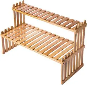 Tabletop Natural Bamboo Plant Stand, 2 Tier Desktop Shelf Rack Tabletop Natural Bamboo Plant Stand, 2 Tier Desktop Shelf Rack