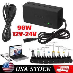 Universal Laptop Charger Adapter For Notebook 12-24V Adjustable 96W Power Supply Universal Laptop Charger Adapter For Notebook 12-24V Adjustable 96W Power Supply