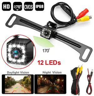 170° Car Rear View Backup Camera License Plate Reverse 12 LED Night Vision IP68 170° Car Rear View Backup Camera License Plate Reverse 12 LED Night Vision IP68