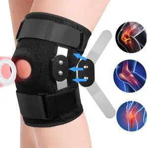 Hinged Knee Brace for Pain - Compression Support with Open Patella & Stabilizers Hinged Knee Brace for Pain - Compression Support with Open Patella & Stabilizers