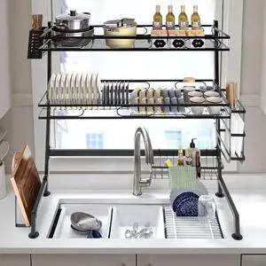 2-tiers Adjustable Large 24.4'' Dish Drying Rack Large Drainage Over-the-sink 2-tiers Adjustable Large 24.4'' Dish Drying Rack Large Drainage Over-the-sink