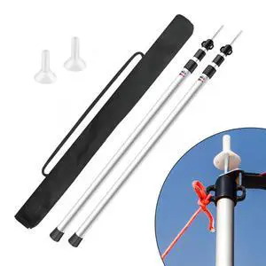 2× Tent Pole Telescopic Adjustable Tarp Poles for Camping Canopy Awning Shelter 2× Tent Pole Telescopic Adjustable Tarp Poles for Camping Canopy Awning Shelter