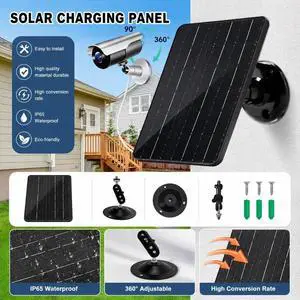 20W 5V USB C Solar Panel For Security Camera 360°Adjustable Mounting Waterproof 20W 5V USB C Solar Panel For Security Camera 360°Adjustable Mounting Waterproof