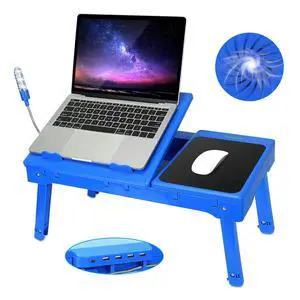 Foldable Laptop Table Bed Notebook Desk w/Cooling Fan Mouse Board LED light Foldable Laptop Table Bed Notebook Desk w/Cooling Fan Mouse Board LED light