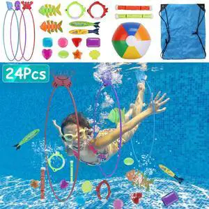 22 Pcs Diving Pool Toys for Kids Ages 3+ Set with Diving Swim Thru Rings 22 Pcs Diving Pool Toys for Kids Ages 3+ Set with Diving Swim Thru Rings