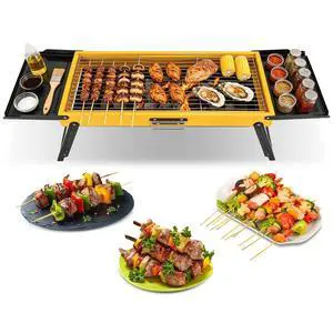 Portable Folding Charcoal Grill Stainless Steel Camping BBQ Grill w/ Side Panels Portable Folding Charcoal Grill Stainless Steel Camping BBQ Grill w/ Side Panels