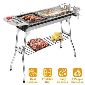 Portable Large Charcoal BBQ Grill Folding Barbecue Grill Cooker Outdoor Camping Portable Large Charcoal BBQ Grill Folding Barbecue Grill Cooker Outdoor Camping