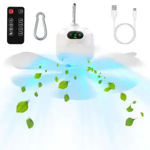 2 In 1 Portable Camping Fan with LED Lantern 8000mAh Battery Powered Tent Fan 2 In 1 Portable Camping Fan with LED Lantern 8000mAh Battery Powered Tent Fan