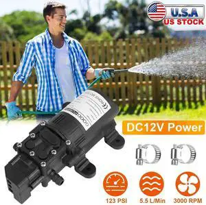 12V High Pressure Water Pump 123PSI Self Priming Sprayer Diaphragm Auto Switch 12V High Pressure Water Pump 123PSI Self Priming Sprayer Diaphragm Auto Switch