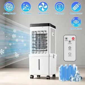 Air Cooler Fan 12L Evaporative Air Conditioner w/ 3-Speed Dual Water Tank Touch Air Cooler Fan 12L Evaporative Air Conditioner w/ 3-Speed Dual Water Tank Touch