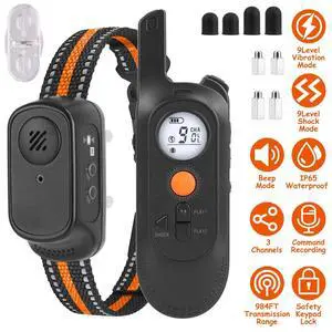 3-Channel Dog Training Collar 984ft Range Beep Vibration for Pet Training 3-Channel Dog Training Collar 984ft Range Beep Vibration for Pet Training