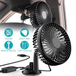 Car Cooling Fan Vehicle Fan Backseat Clip Fan W/3 Speeds & 4.8FT Long Power Cord Car Cooling Fan Vehicle Fan Backseat Clip Fan W/3 Speeds & 4.8FT Long Power Cord