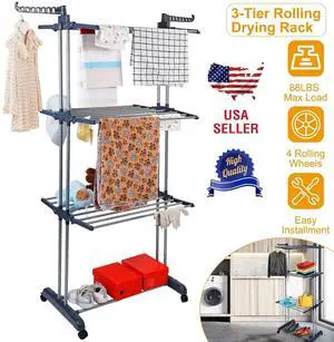 Laundry Drying Rack Foldable Clothes Dryer Hanger Holder Storage Clothing Shelf Laundry Drying Rack Foldable Clothes Dryer Hanger Holder Storage Clothing Shelf