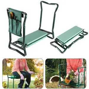 Folding Garden Kneeler Bench Pad Seat w/ 3 Storage Pouches for Picnic &Gardening Folding Garden Kneeler Bench Pad Seat w/ 3 Storage Pouches for Picnic &Gardening