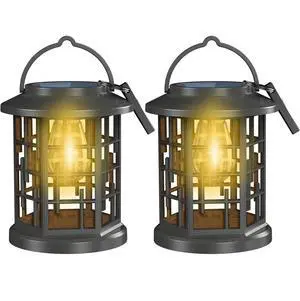 2 Pack Solar Powered Waterproof Outdoor Hanging Lanterns - Warm White Solar LED 2 Pack Solar Powered Waterproof Outdoor Hanging Lanterns - Warm White Solar LED