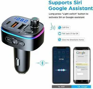 Bluetooth 5.0 FM Transmitter for Car, QC3.0 Type-C PD 18W Wireless FM Radio Kit Bluetooth 5.0 FM Transmitter for Car, QC3.0 Type-C PD 18W Wireless FM Radio Kit