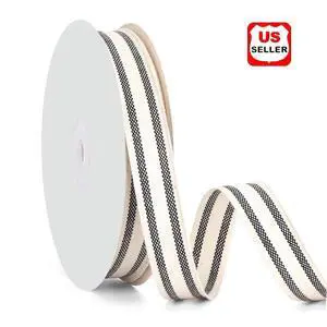 3/8" Natural Cotton Stripes Ribbon Striped Grosgrain Ribbon Striped Cotton Ivory 3/8" Natural Cotton Stripes Ribbon Striped Grosgrain Ribbon Striped Cotton Ivory