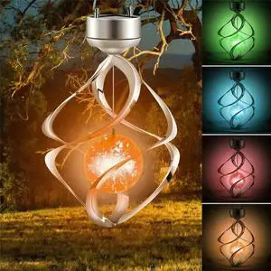 Solar Powered Wind Chimes LED Spiral Spinner Lamp Colour Changing Hanging Light Solar Powered Wind Chimes LED Spiral Spinner Lamp Colour Changing Hanging Light