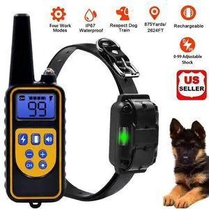 Dog Shock Training Collar Rechargeable Remote Control Waterproof IP67 875 Yards Dog Shock Training Collar Rechargeable Remote Control Waterproof IP67 875 Yards