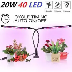Plant Grow Light Gooseneck Dual Head LED Lamp Hydroponics Greenhouse Dimmable US Plant Grow Light Gooseneck Dual Head LED Lamp Hydroponics Greenhouse Dimmable US