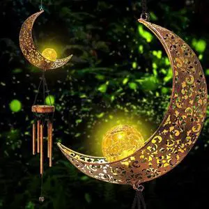 Solar LED Light Lamp Moon Wind Chimes Outdoor Home Solar Crackle Glass Ball Lamp Solar LED Light Lamp Moon Wind Chimes Outdoor Home Solar Crackle Glass Ball Lamp