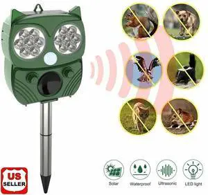 Solar Power Ultrasonic Animal Repeller Pest Repellent Cat Deer Raccoon Garden US Solar Power Ultrasonic Animal Repeller Pest Repellent Cat Deer Raccoon Garden US