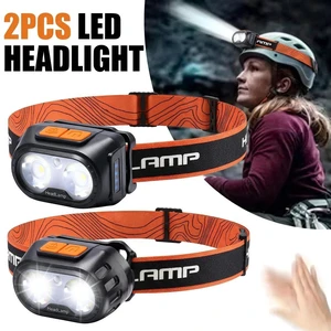 2 PACK Headlamp LED Headlight Band Torch Flashlight USB Rechargeable Waterproof 2 PACK Headlamp LED Headlight Band Torch Flashlight USB Rechargeable Waterproof