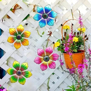 4 Pieces Iron Flower Wall Hanging Art for Outdoor Garden Yard Fence Decoration 4 Pieces Iron Flower Wall Hanging Art for Outdoor Garden Yard Fence Decoration
