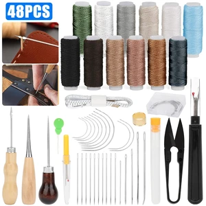 48Pcs Leather Sewing Tools Kit Stitching Needles Awl Set for Craft Hand Sewing 48Pcs Leather Sewing Tools Kit Stitching Needles Awl Set for Craft Hand Sewing