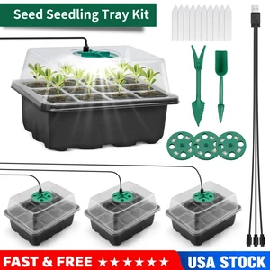 Seed Starter Tray Set w/ Grow Light & Humidity Dome - Plant Flower Starter kit Seed Starter Tray Set w/ Grow Light & Humidity Dome - Plant Flower Starter kit