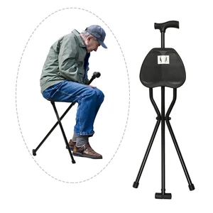 Folding Walking Cane with Tripod Chair Seat Stool Heavy Duty Adjustable Portable Folding Walking Cane with Tripod Chair Seat Stool Heavy Duty Adjustable Portable