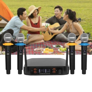 Wireless Microphone System 4 Channel Pro Audio UHF 4 Handheld Dynamic Mic Party Wireless Microphone System 4 Channel Pro Audio UHF 4 Handheld Dynamic Mic Party