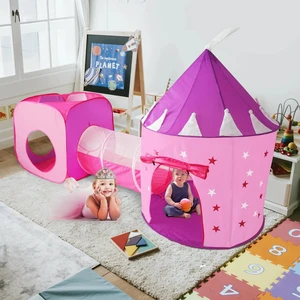 3pc Kids Princess Castle Play Tents & Tunnel Set, Indoor Toy 3pc Kids Princess Castle Play Tents & Tunnel Set, Indoor Toy