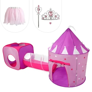 Girls Princess Castle Tent & tunnel! BONUS Tutu,Wand,Crown,Ring Girls Princess Castle Tent & tunnel! BONUS Tutu,Wand,Crown,Ring