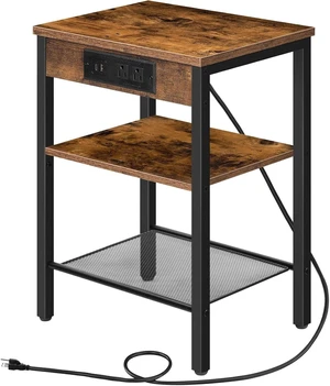 Side Table with Charging Station and USB Port, Small End Table Side Table with Charging Station and USB Port, Small End Table