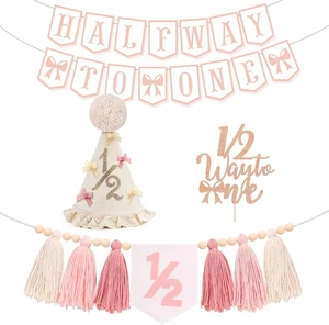 Half Birthday Decorations for Baby Girl, Bow 6 Party Supplies Half Birthday Decorations for Baby Girl, Bow 6 Party Supplies