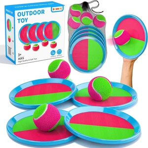 Toss and Catch Ball Game for Kids, 4 Paddles, 4 Balls & Storage Bag Toss and Catch Ball Game for Kids, 4 Paddles, 4 Balls & Storage Bag