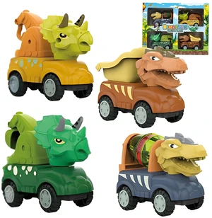5 Inch Dinosaur Construction Trucks - 4 Pack Kids Toy Cars