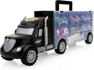 Portable Transport Cars Carrier Truck Set with 12 Die-Cast Vehicles for Kids 3-7 Portable Transport Cars Carrier Truck Set with 12 Die-Cast Vehicles for Kids 3-7