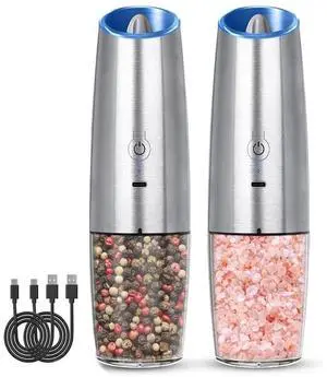 Electric Salt and Pepper Grinder Set of 2 USB Rechargeable Durable Modern Style Electric Salt and Pepper Grinder Set of 2 USB Rechargeable Durable Modern Style