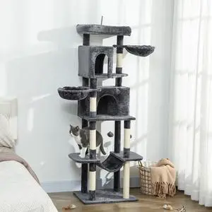 PawHut 69" Cat Tree, Cat Tower with 2 Condos, Dark Grey PawHut 69" Cat Tree, Cat Tower with 2 Condos, Dark Grey