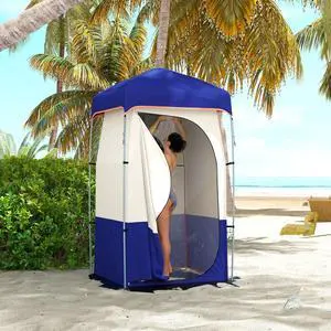 Camping Shower Tent with Solar Shower Bag and Carrying Bag, Blue Camping Shower Tent with Solar Shower Bag and Carrying Bag, Blue