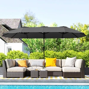 13ft Double-Sided Patio Umbrella, Outdoor Parasol w/ Crank Handle 13ft Double-Sided Patio Umbrella, Outdoor Parasol w/ Crank Handle