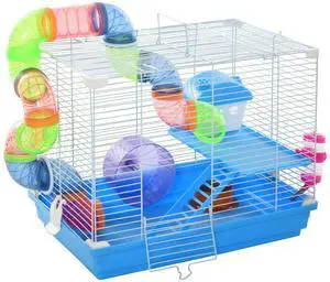 2-Tiers Small Animal Cage/Home with Water Bottle, Food Dishes, & Interior Ladder 2-Tiers Small Animal Cage/Home with Water Bottle, Food Dishes, & Interior Ladder